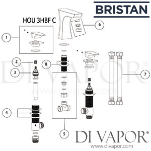 Bristan HOU 3HBF C Hourglass 3 Hole Bath Filler Spare Parts